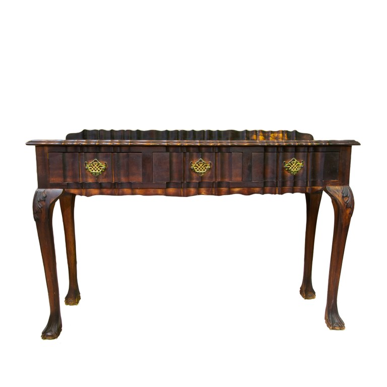 Vintage imbuia and brass ball and claw console: R4,500