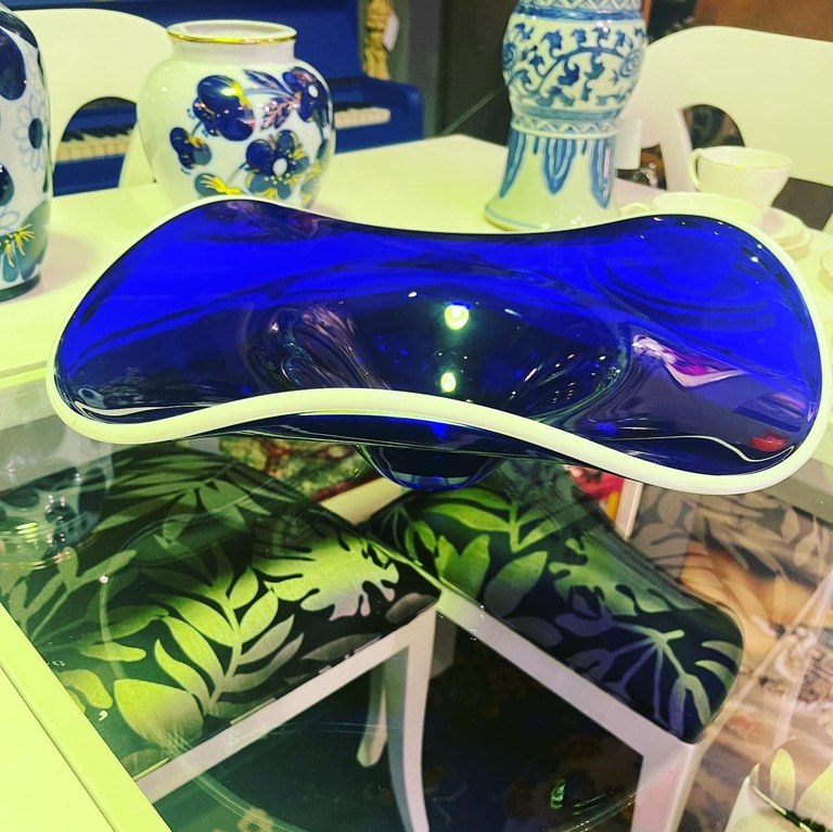 Vintage blue Czech bowl: R6,000