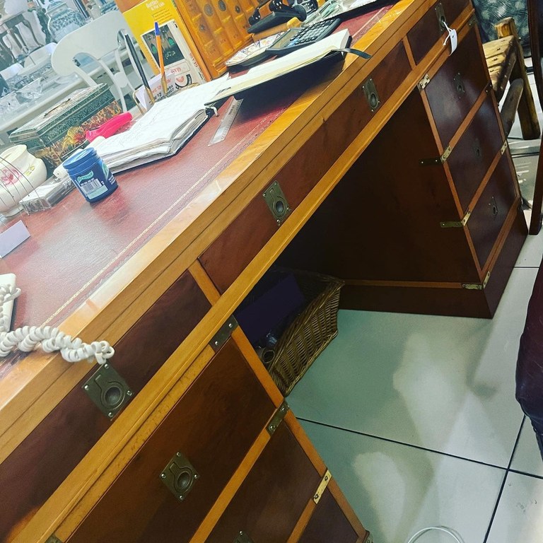 Vintage Gordon Fraser study desk and leather swivel chair: R40,000
