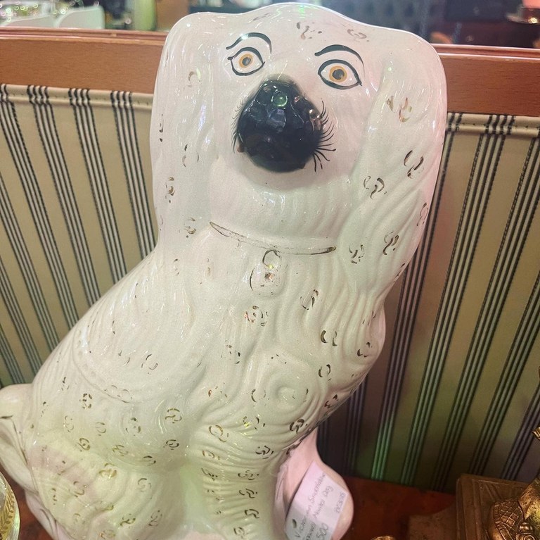 Pair of Staffordshire Spaniel mantle dogs, c1880s