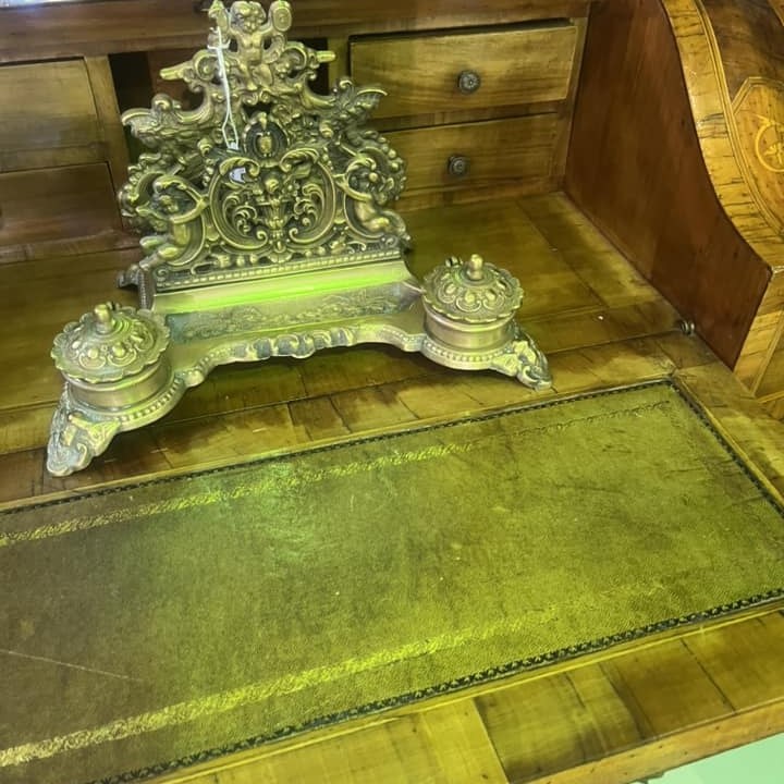 Victorian brass ink & envelope dest stand