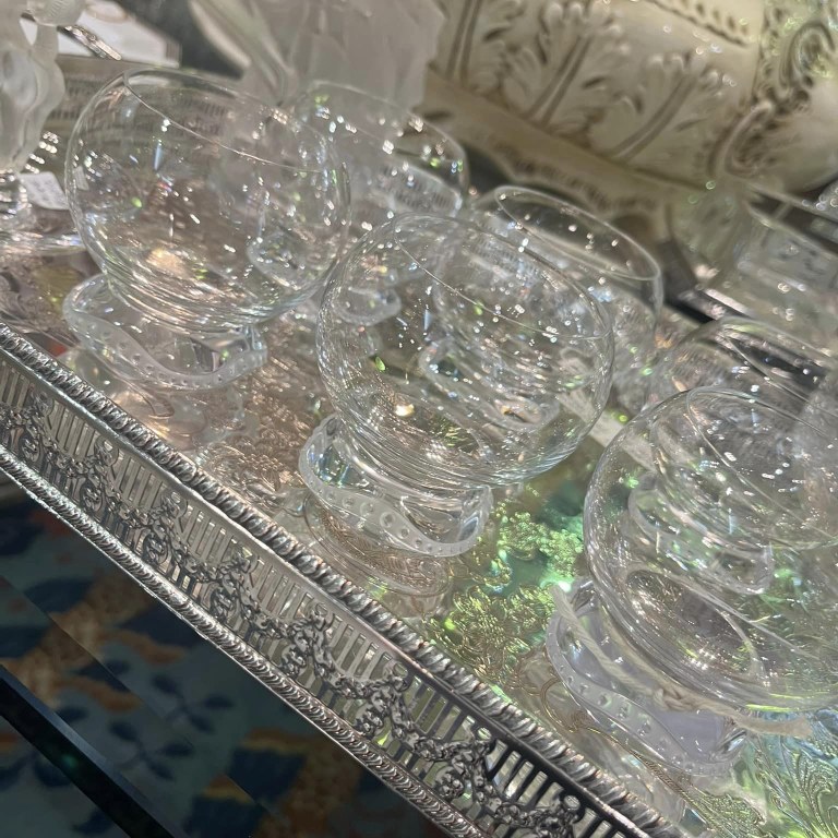 Set of 6 Lalique Champ de mars tumblers 7,3cm high