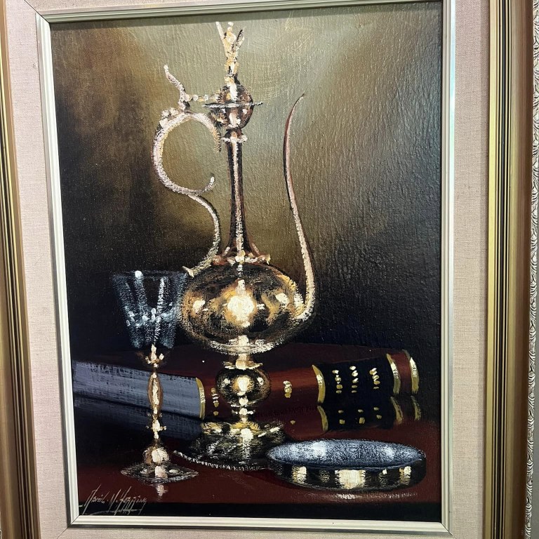 DENZIL HERRING (SOUTH AFRICA, 1940 - 2008 ), STILL LIFE WITH COPPER DECANTER, WINE GLASS AND BOOK