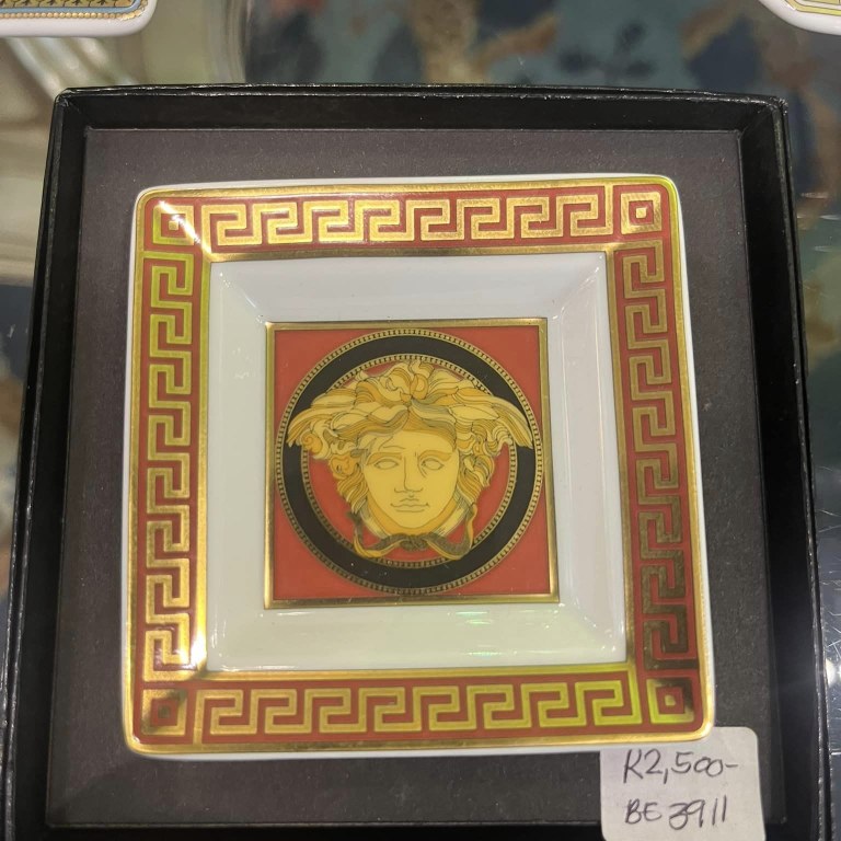 Versace Rosenthal Medusa & Meander design square plate, c1990s