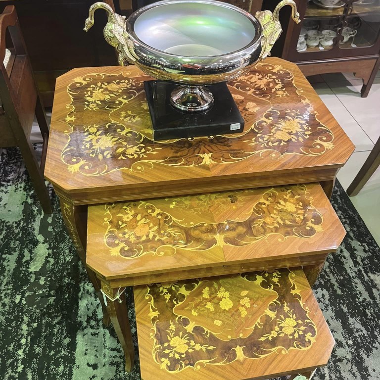 Italian inlaid music nesting tables