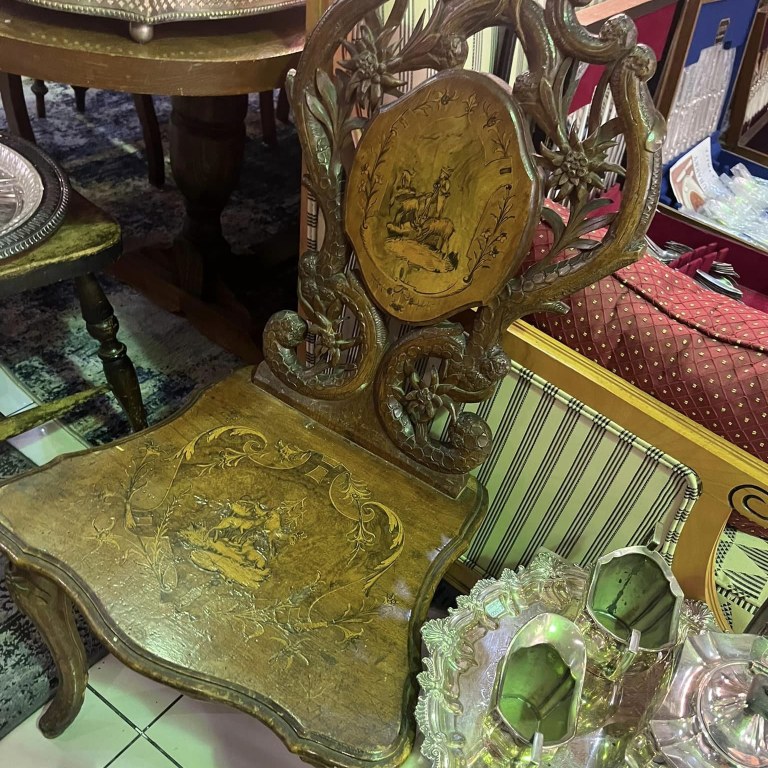 Carved Swiss music chair