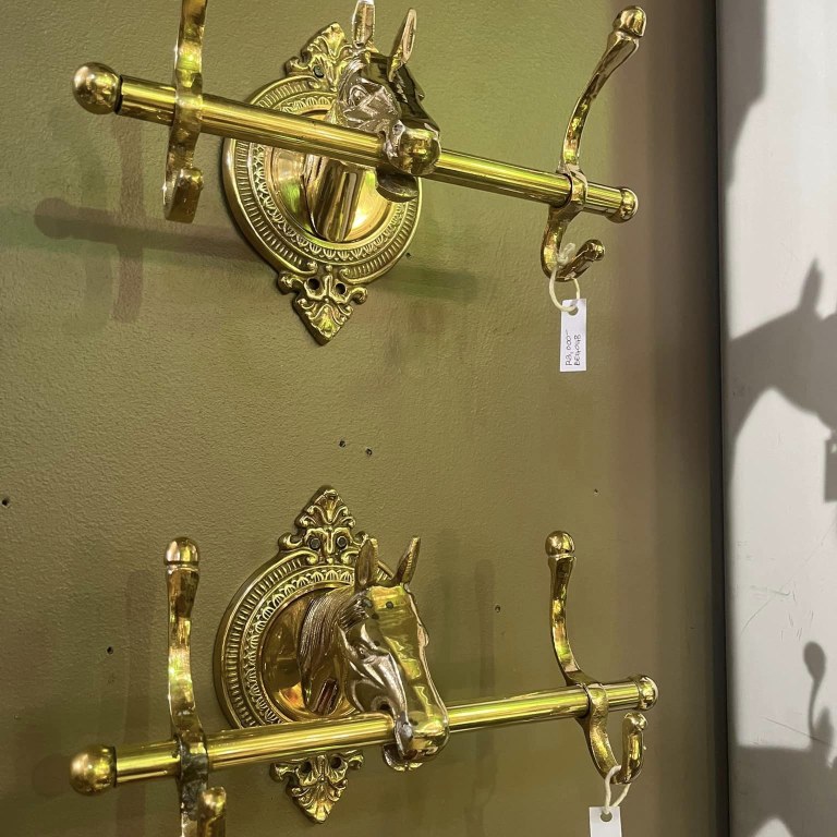Solid brass equestrian hat/coat hangers