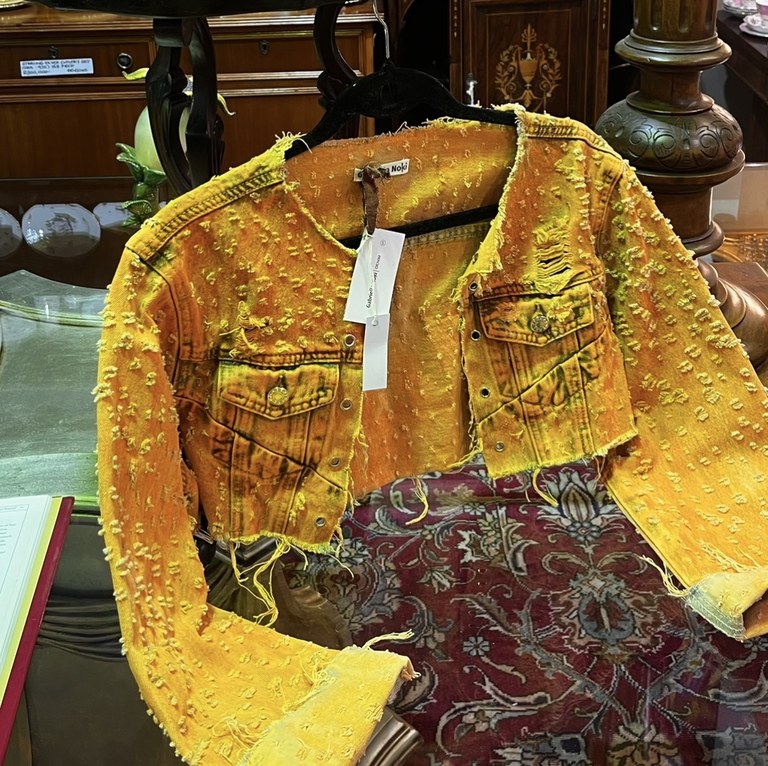 Gabriella Noki Demin Jacket with A&Tg Ekasie leather & fabric bag