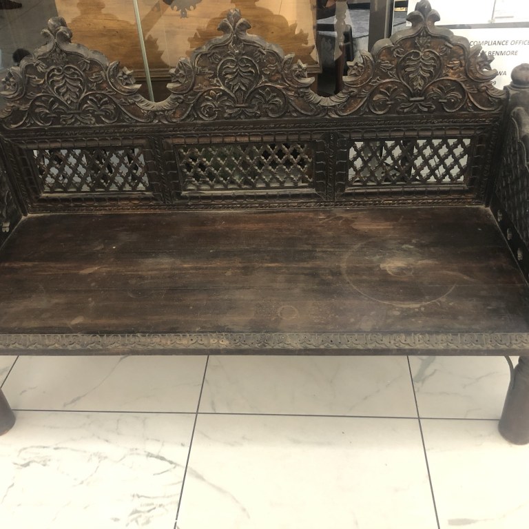 MOORISH CARVED WOODEN BENCH (SPAIN) - CIRCA 1830