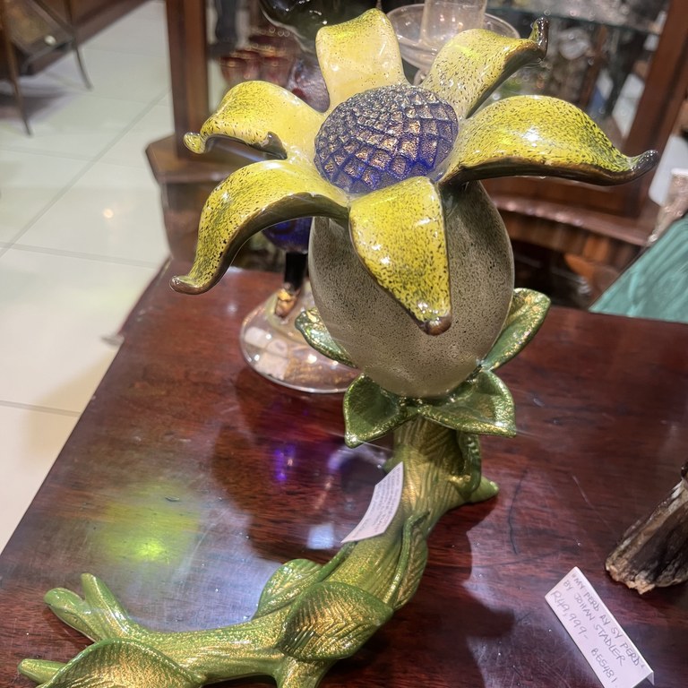 Pino Segnoretti "Cucumber Plant" polychrome glass sculpture, c1980's, Murano