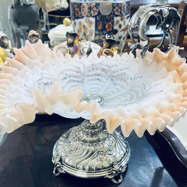 Late 19th Century WMF silver plate and pink glass table centrepiece, circa 1895