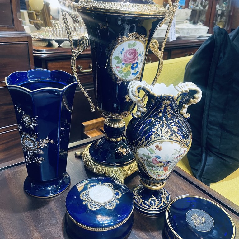 French style cobalt blue objects