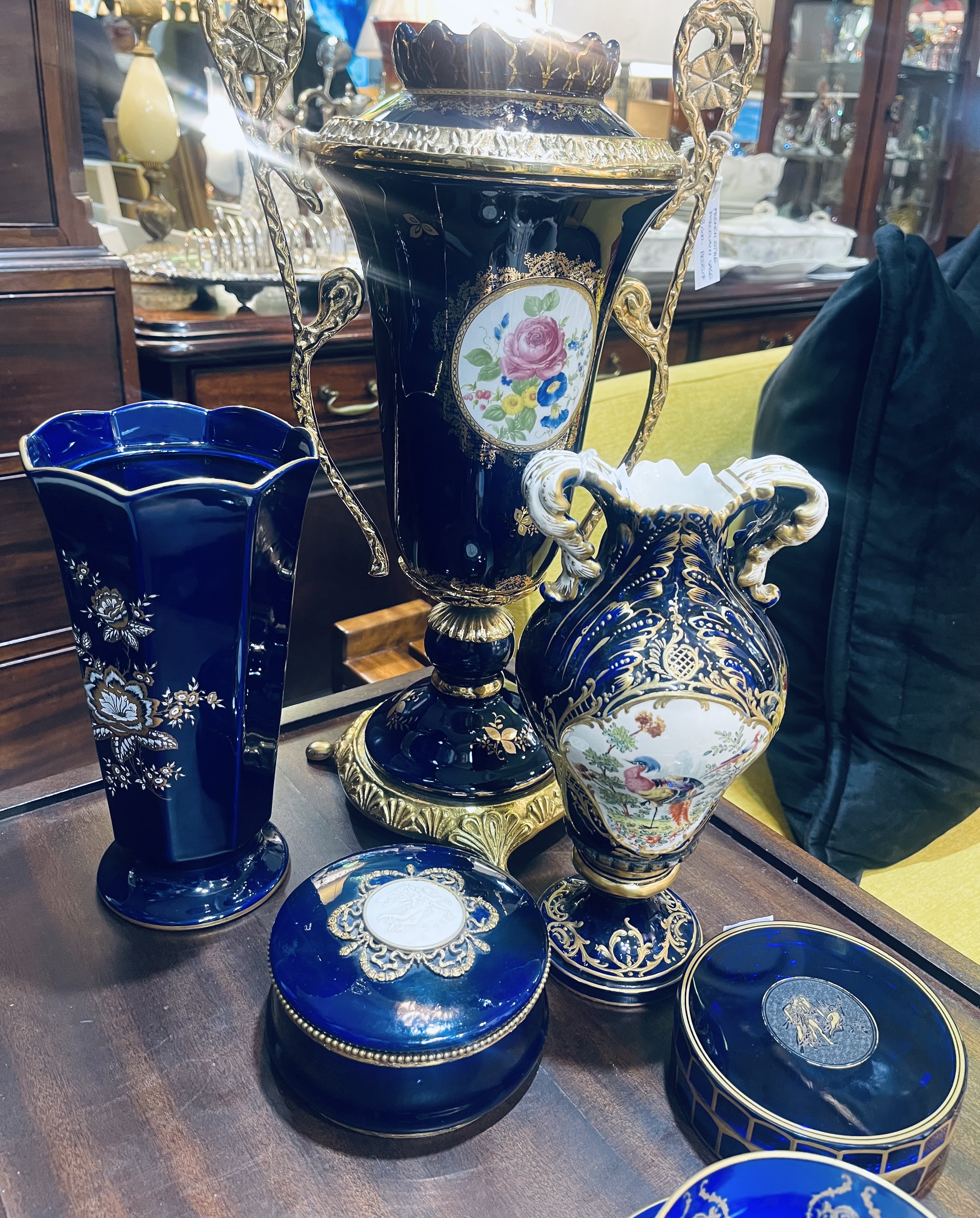 French style cobalt blue objects
