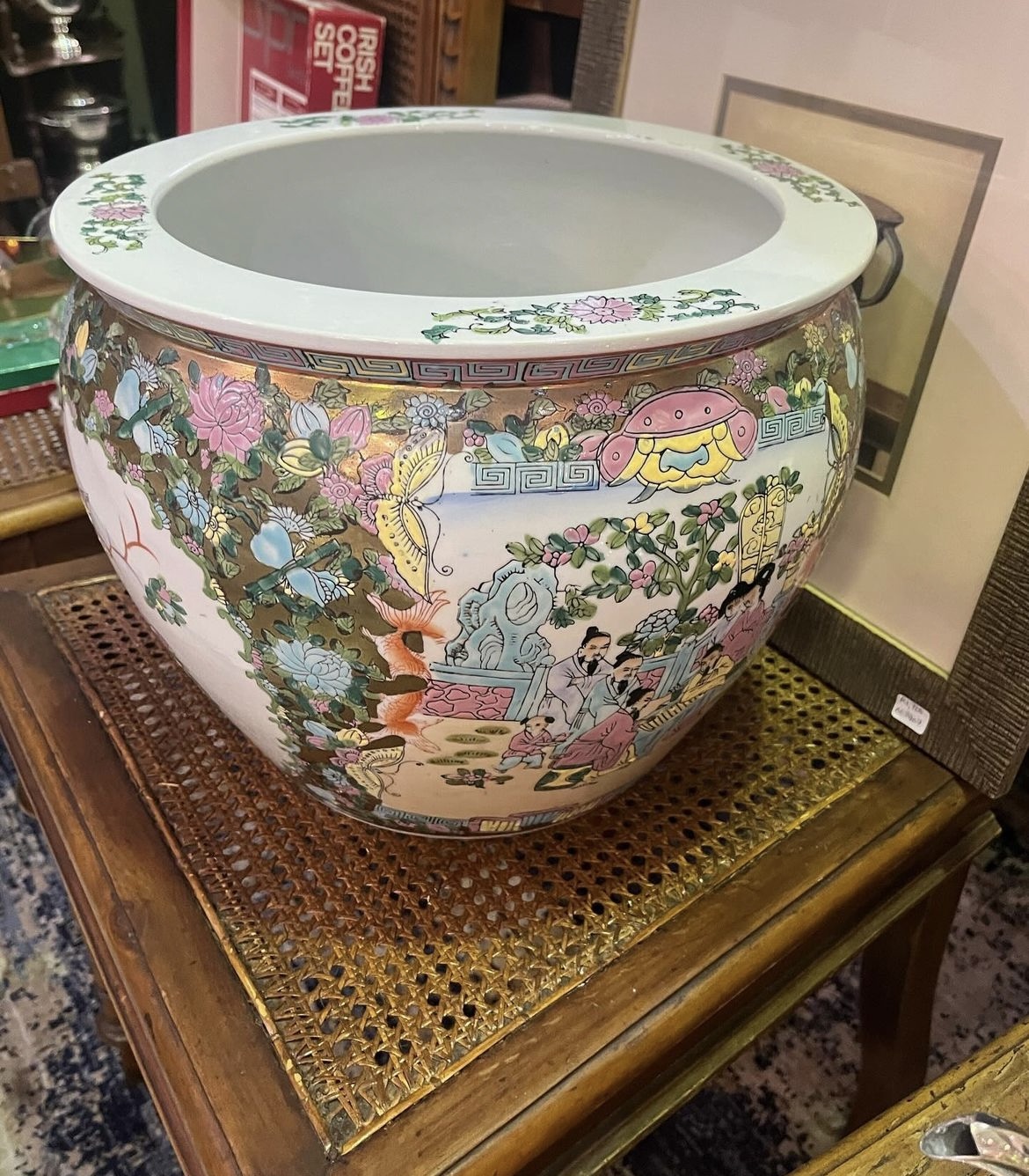 Chinese famile rose planter pot, Mid-Century