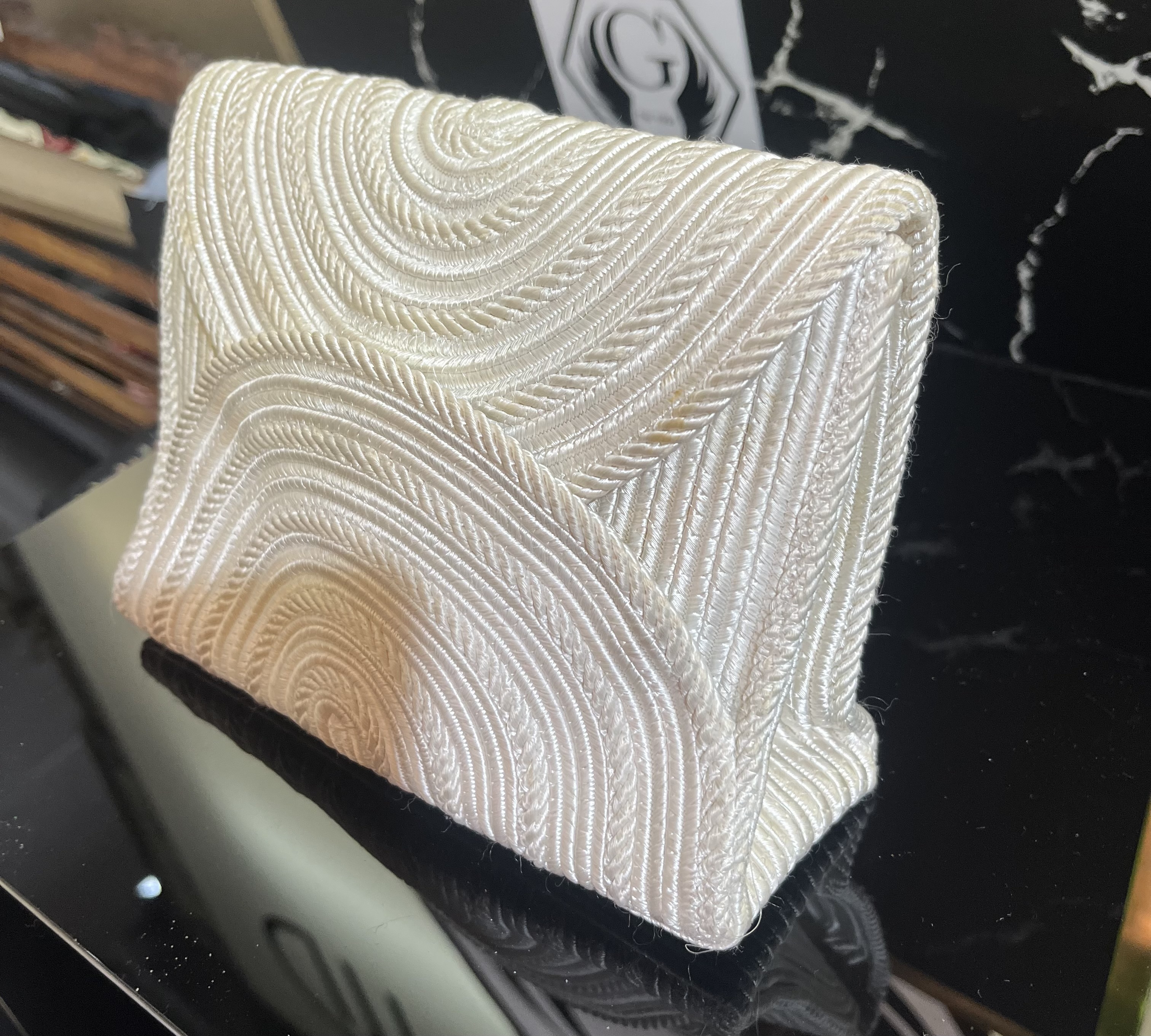 Yves Saint Laurent bespoke silk Art Deco style clutch