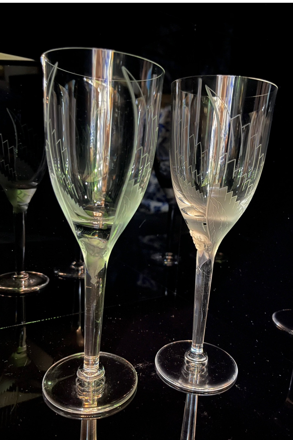 Lalique Art Deco Angel flutes