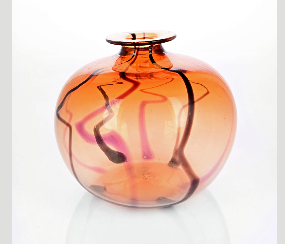 David Reade glass vase, c1990, signed