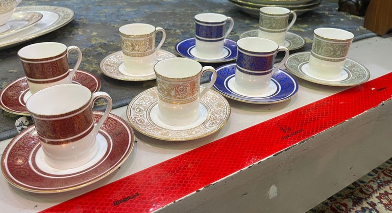 Royal Doulton Buckingham demitasse coffee duos: R4,000