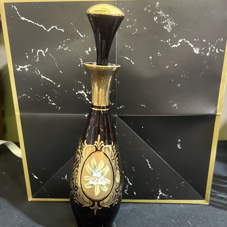 Bohemian handpainted decanter set