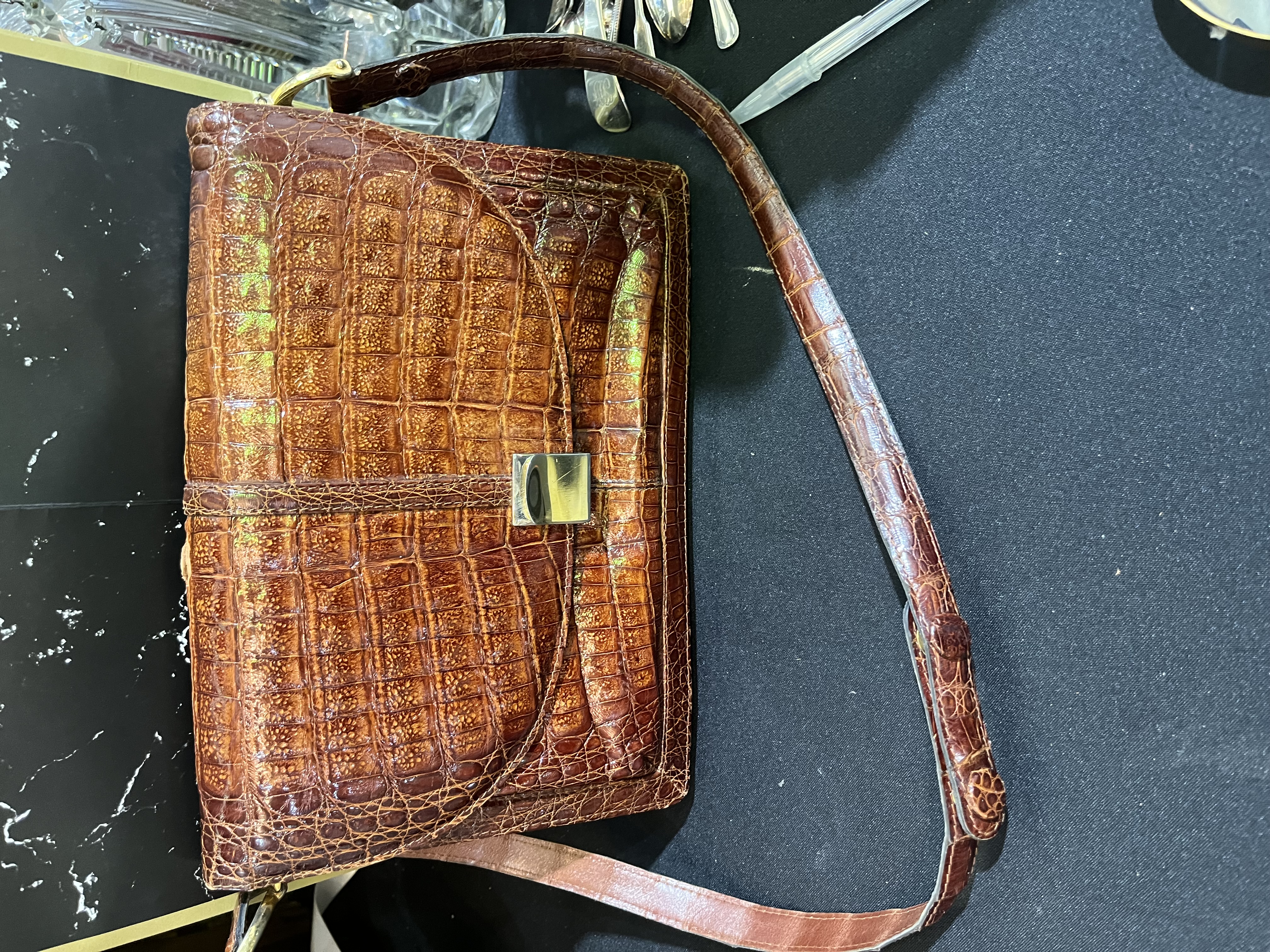 Vintage Amber crocodile handbag