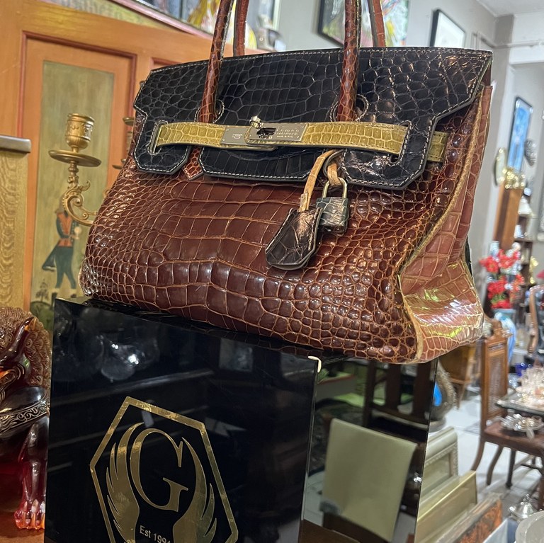 Exotic leather tote, c1950s