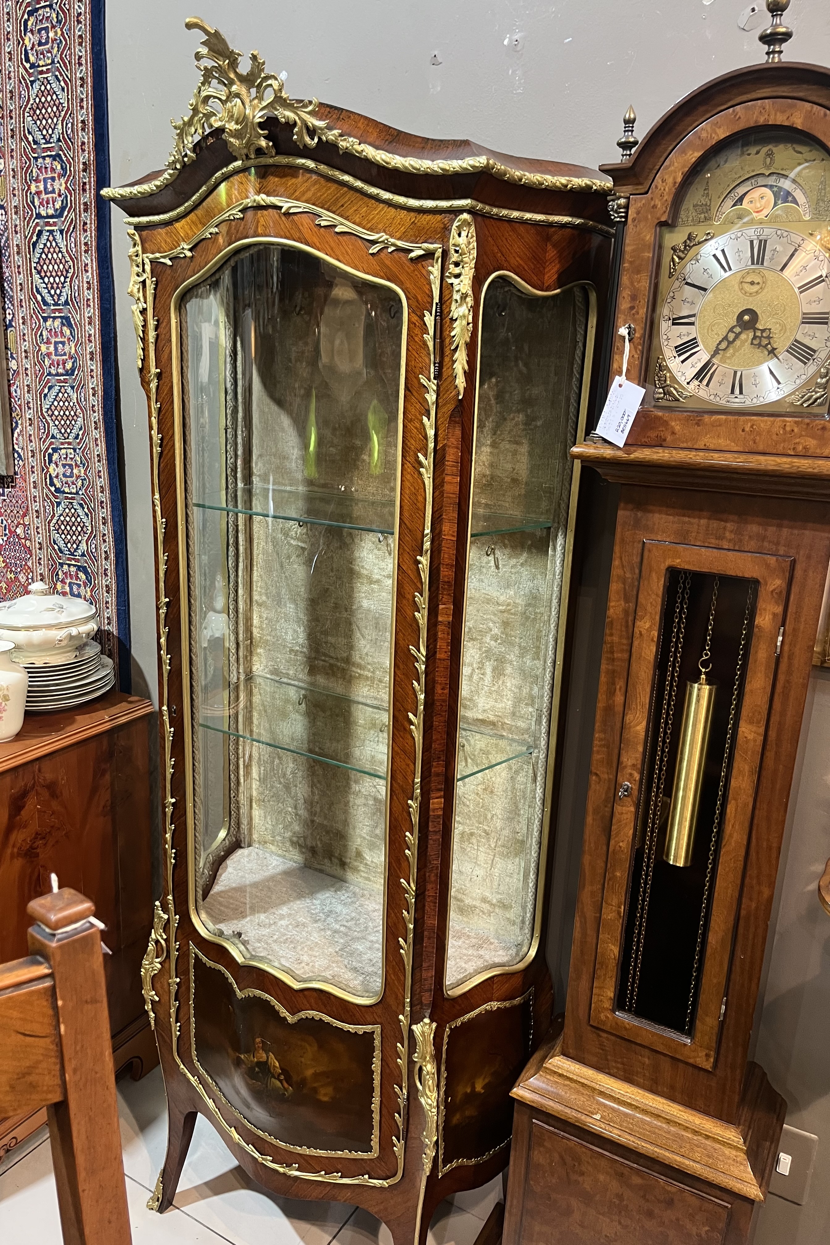 French kingwood Vernis Martin gilt-metal mounted vitrine cabinet: POR