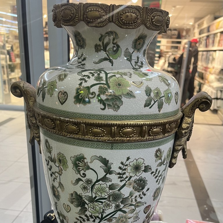 Czech porcelain brass ormolu vase - R12,000