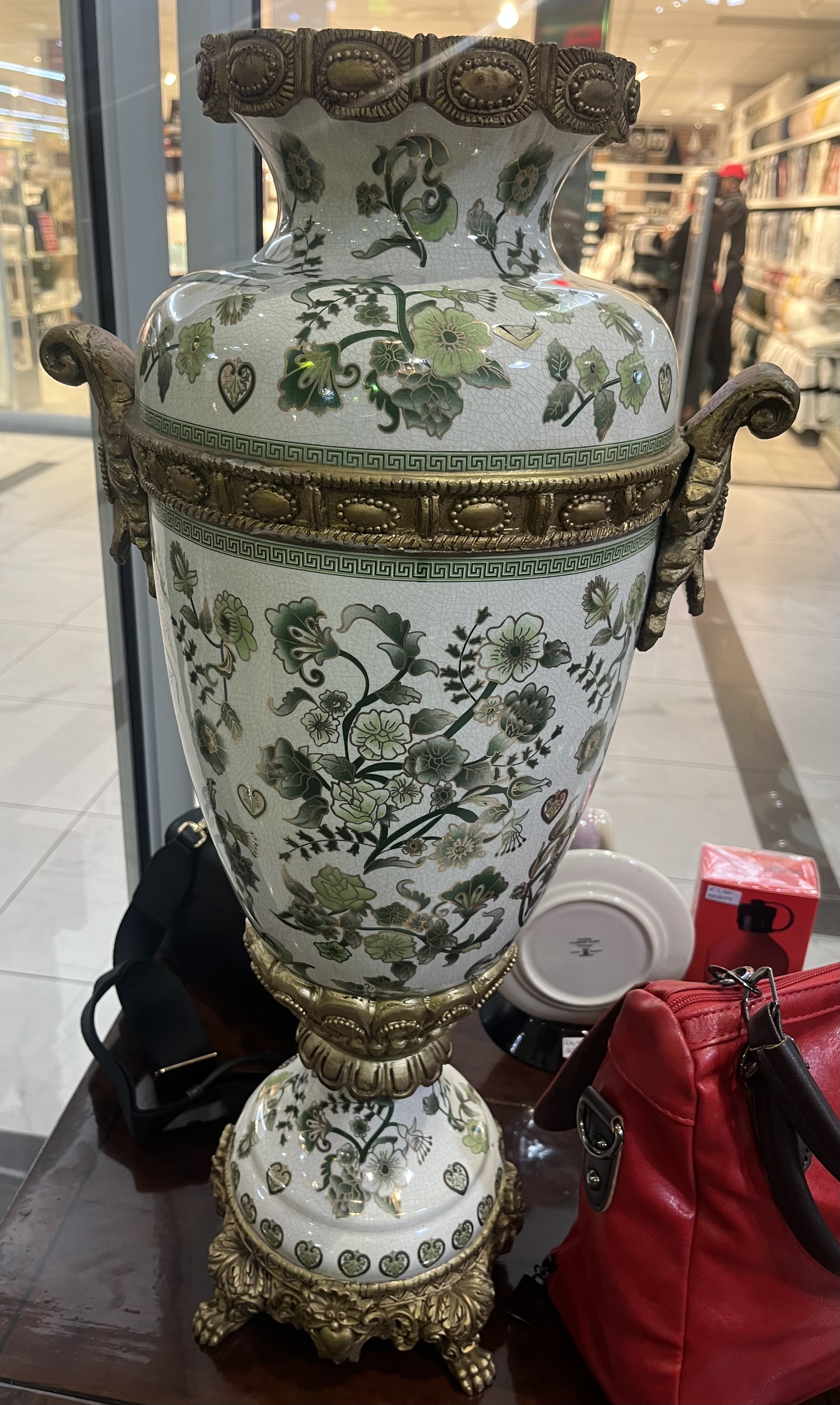 Czech porcelain brass ormolu vase - R12,000