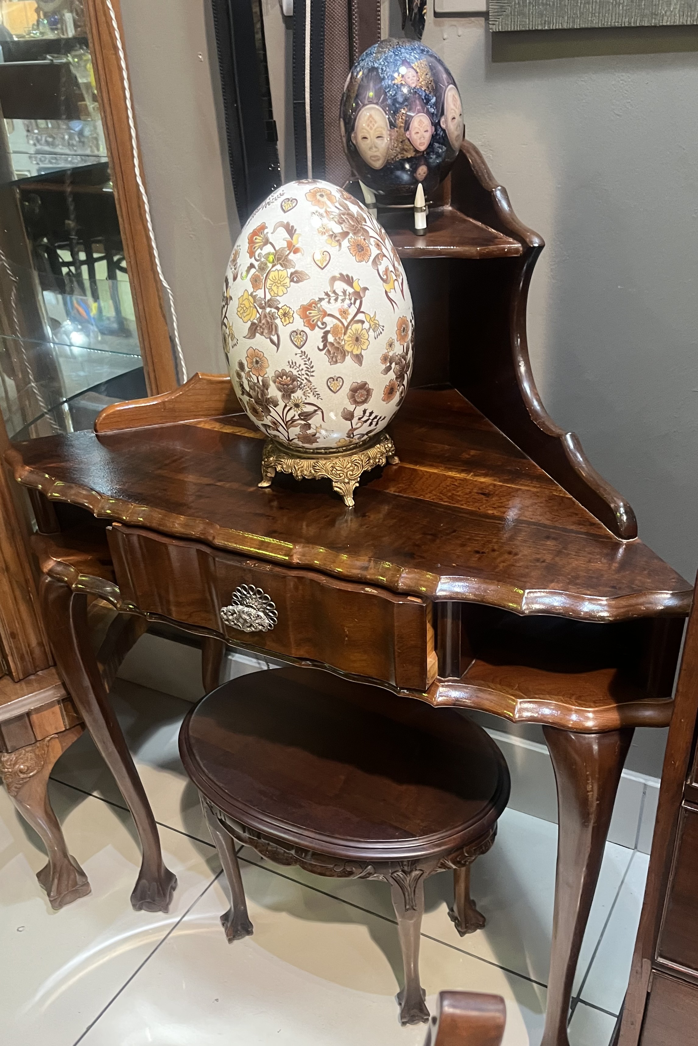 Stinkwood 2-tier corner ball & claw console: R12,000