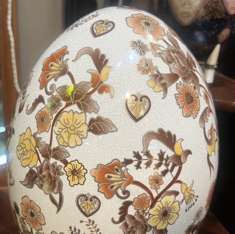 Czech porcelain brass ormolu Faberge style egg - R5,000