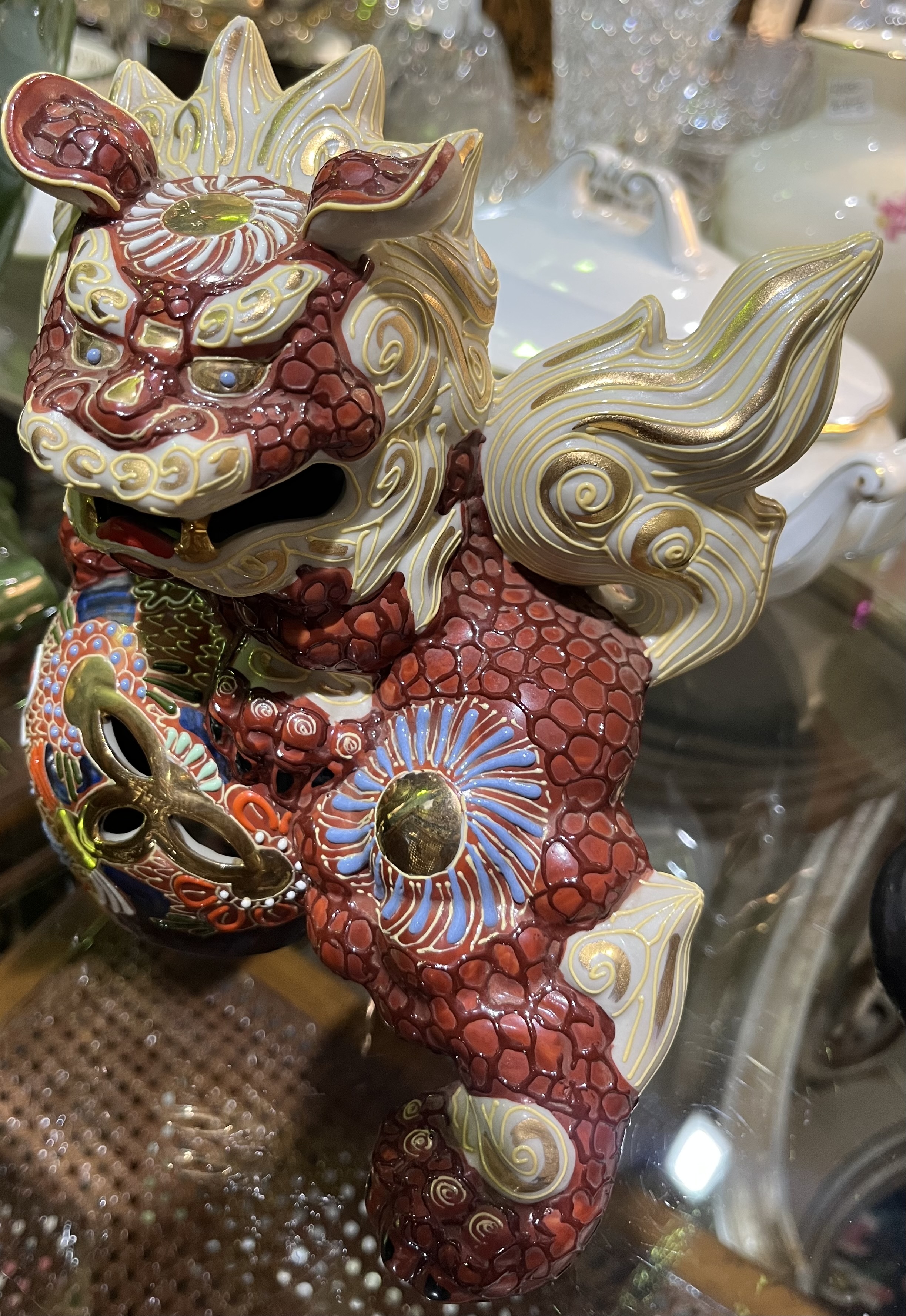 Japanese porcelain satsuma foo dog - R3,500