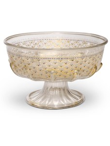 A Venetian glass enamelled and gilt footed bowl, early 16th century