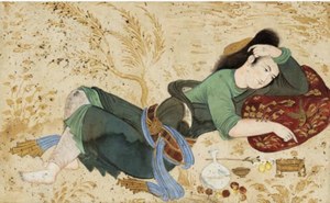 An Album Page: A Youth Lying in a Landscape, Safavid Persia, 17th Century