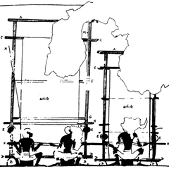 Upright or Vertical Looms from the Tomb of Thot-nefer at Thebes, XVIII. Dynasty, circa B.C. 1425. From a drawing by Mr. N. de G. Davies