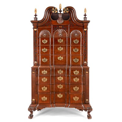 Chippendale Cherry Carved Chest on Chest, attributed to Benjamin Burnham (c. 1729-73)