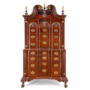 Chippendale Cherry Carved Chest on Chest, attributed to Benjamin Burnham (c. 1729-73)