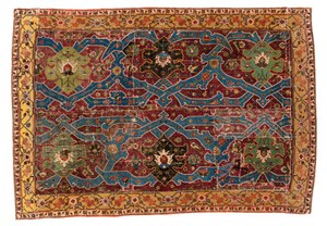 COMPOSITE RUG FORMED OF A RARE SAFAVID TABRIZ CARPET BORDER NORTH WEST PERSIA, SECOND HALF 16TH CENTURY