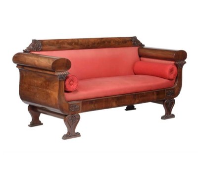 Dreweatts 1759 Fine Sales: An Empire flame mahogany and upholstered sofa