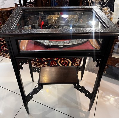 Edwardian Chippendale Revival Ebonised Bijouterie Table