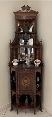 Edwardian Inlay Rosewood Corner Cabinet