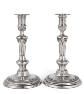 Pair of Louis XV Silver Candlesticks, Jean Mauzié, Paris, 1734